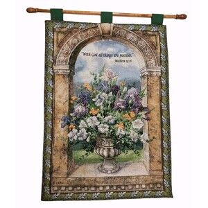Lena Liu Mathew 19:26 With God All Things Are Possible Tapestry Wall Hanging Rod